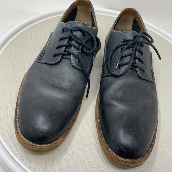 Clarks Men Oxford Shoes 8.5 Blue Leather Lace Up Casual Round Toe Comfort - Picture 4 of 12